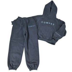 Comfrt Tranquil Sweatsuit pants Hoodie Kids Size L Jogger Set Signature Charcoal